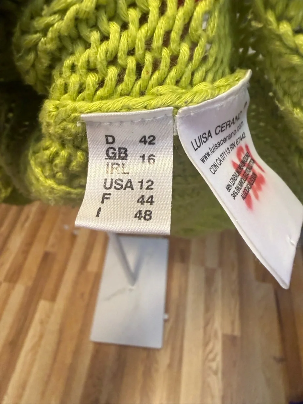 Luisa Cerano Linen Cotton Cable Knit Cardigan Chartreuse Open Knit Designer 12